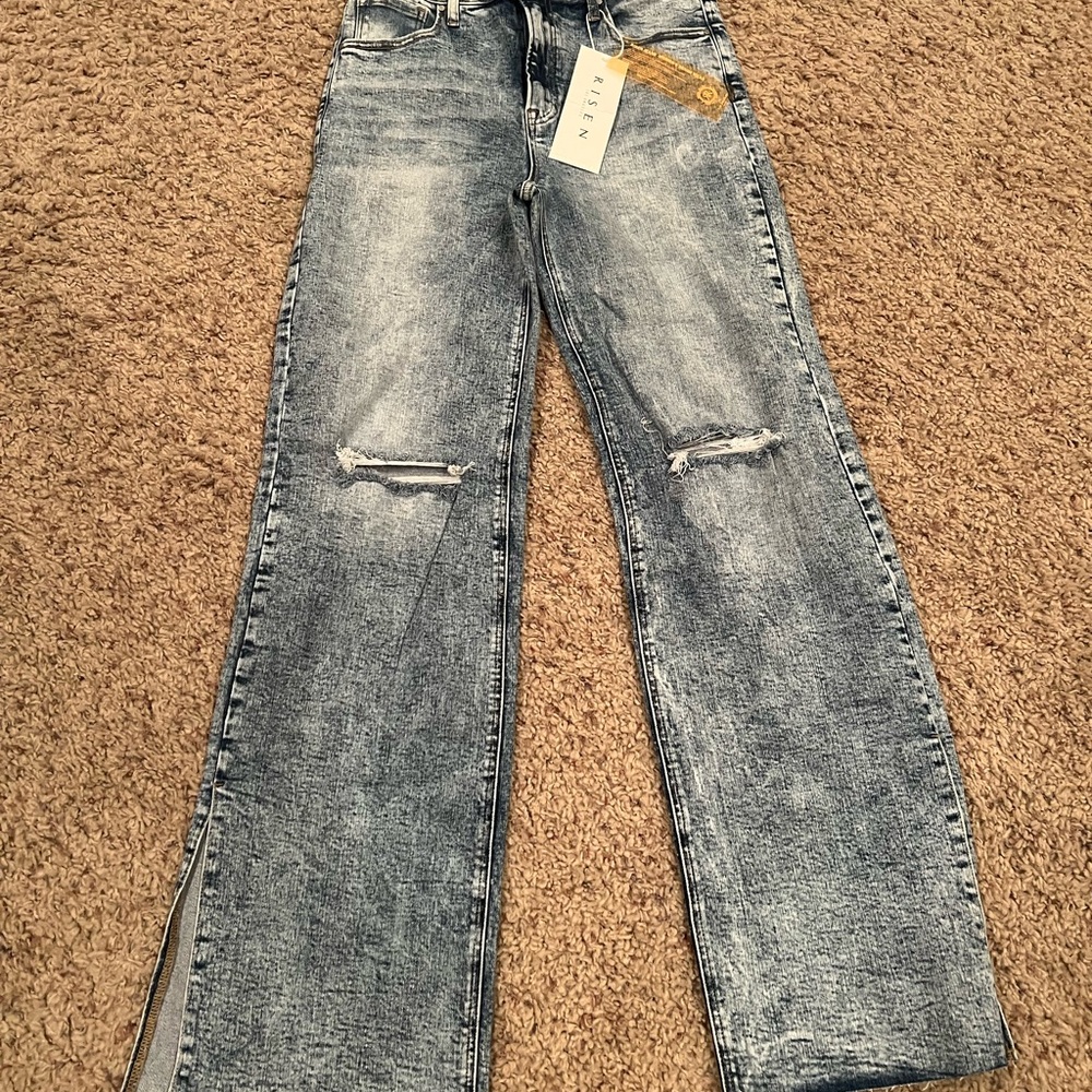Risen Faded Denim Jeans